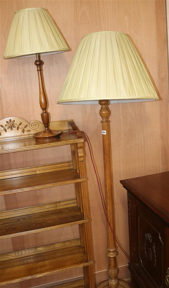 A standard lamp and a mahogany table lamp, H.150cm